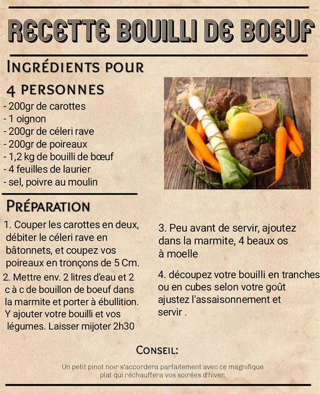 recette bouilli de bœuf - Limousin de St-Légiers